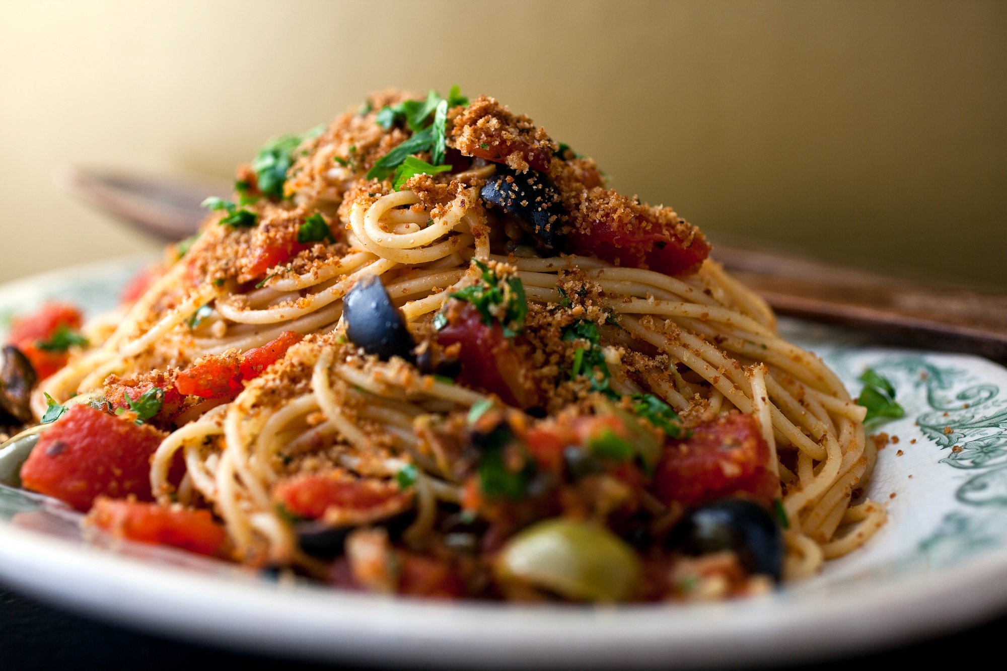 Pasta With Tomatoes, Capers, Olives and Breadcrumbs - Dining and Cooking