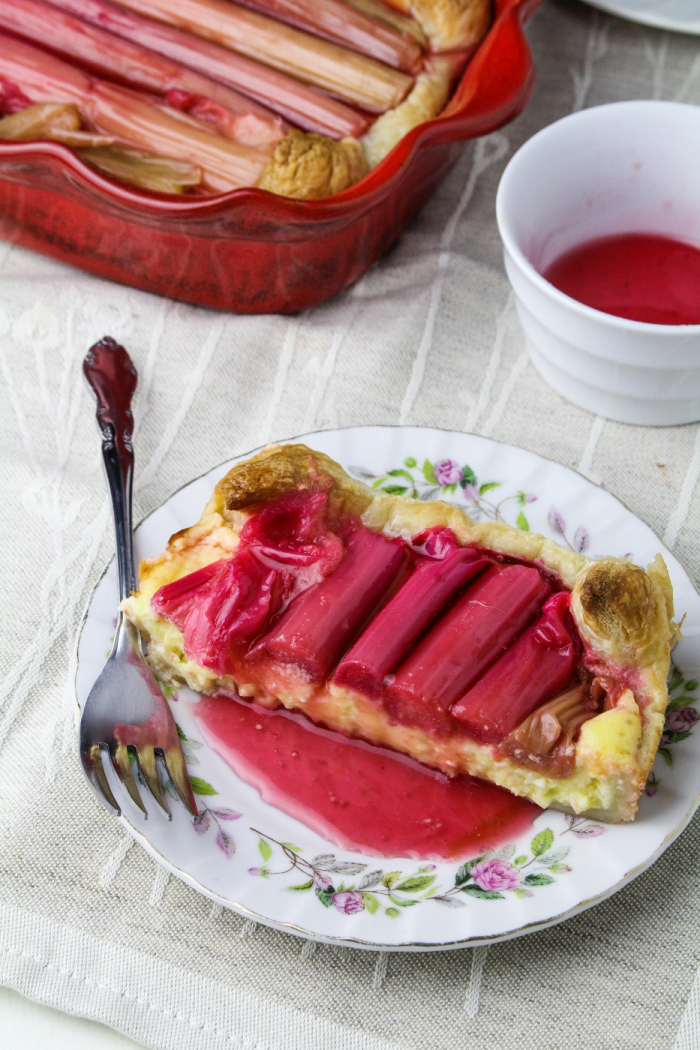 Moving // Rosé-Poached Rhubarb Cheesecake Tart