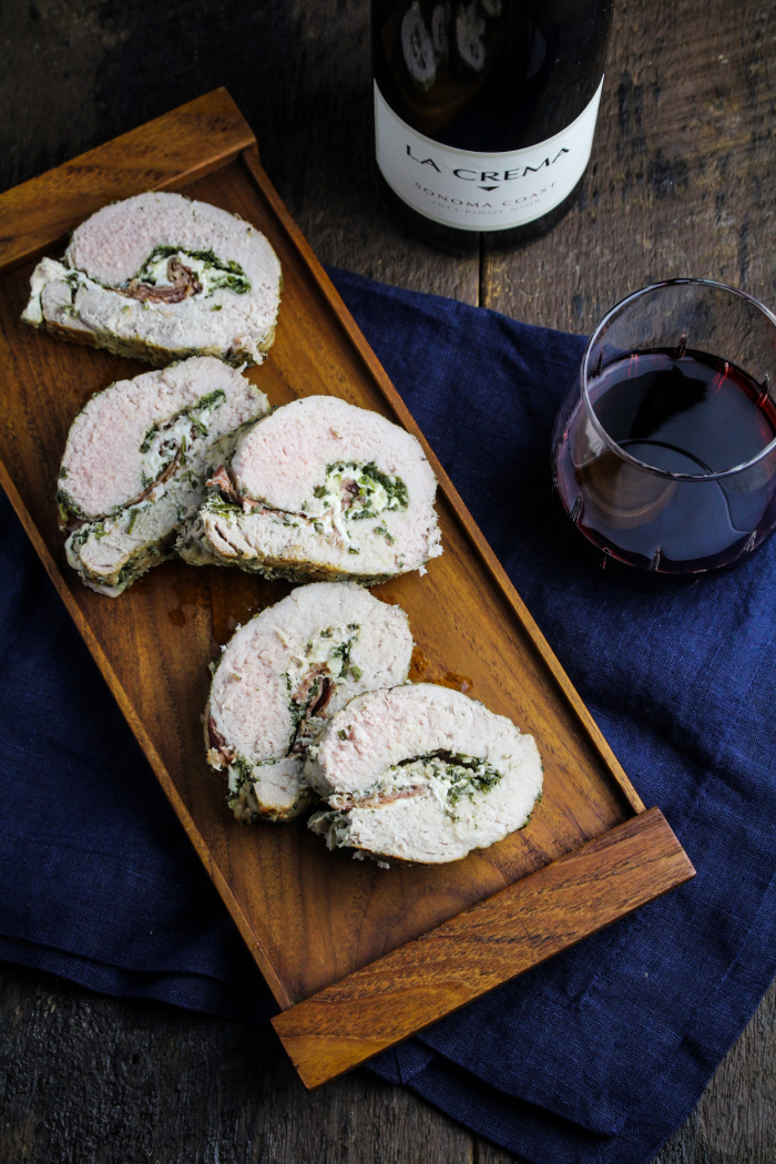La Crema Pork and Pinot #1 // Prosciutto, Mozzarella, and Sage Pesto Stuffed Pork Tenderloin