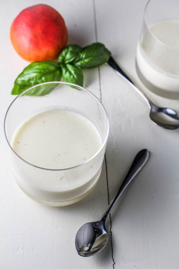 Basil Panna Cotta with Rosé-Poached Apricots