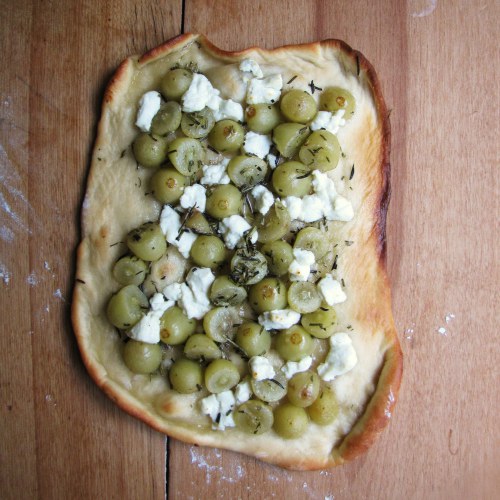 A Summer Pizza – Rosemary, Grapes, and Chevre