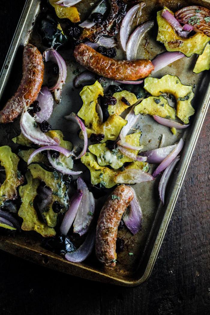 An Easy Fall Dinner // Roast Acorn Squash, Sausage, and Onions