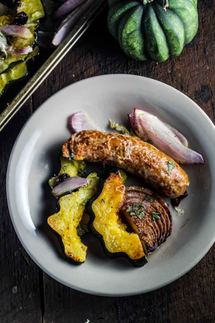 An Easy Fall Dinner // Roast Acorn Squash, Sausage, and Onions