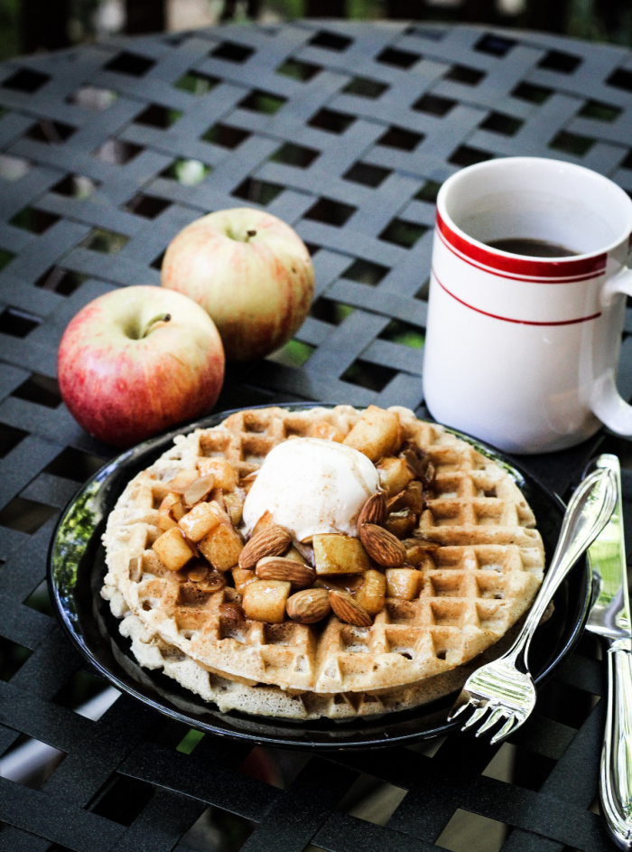 Better Breakfast Month and Giveaway // Cinnamon-Almond Waffles with Apple Pie Topping