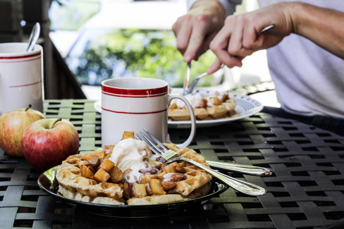Better Breakfast Month and Giveaway // Cinnamon-Almond Waffles with Apple Pie Topping