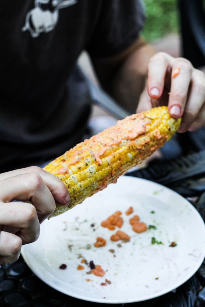 Book Club: Live Fire // Blue-Cheese Stuffed Burgers and Grilled Corn with Red-Pepper Butter