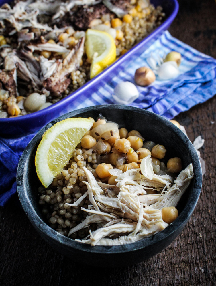 Palestinian Couscous with Chicken, Chickpeas, and Pearl Onions Dining