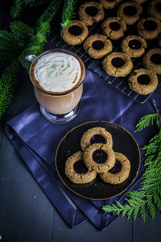 Gingerbread Thumbprints with Cherry Jam