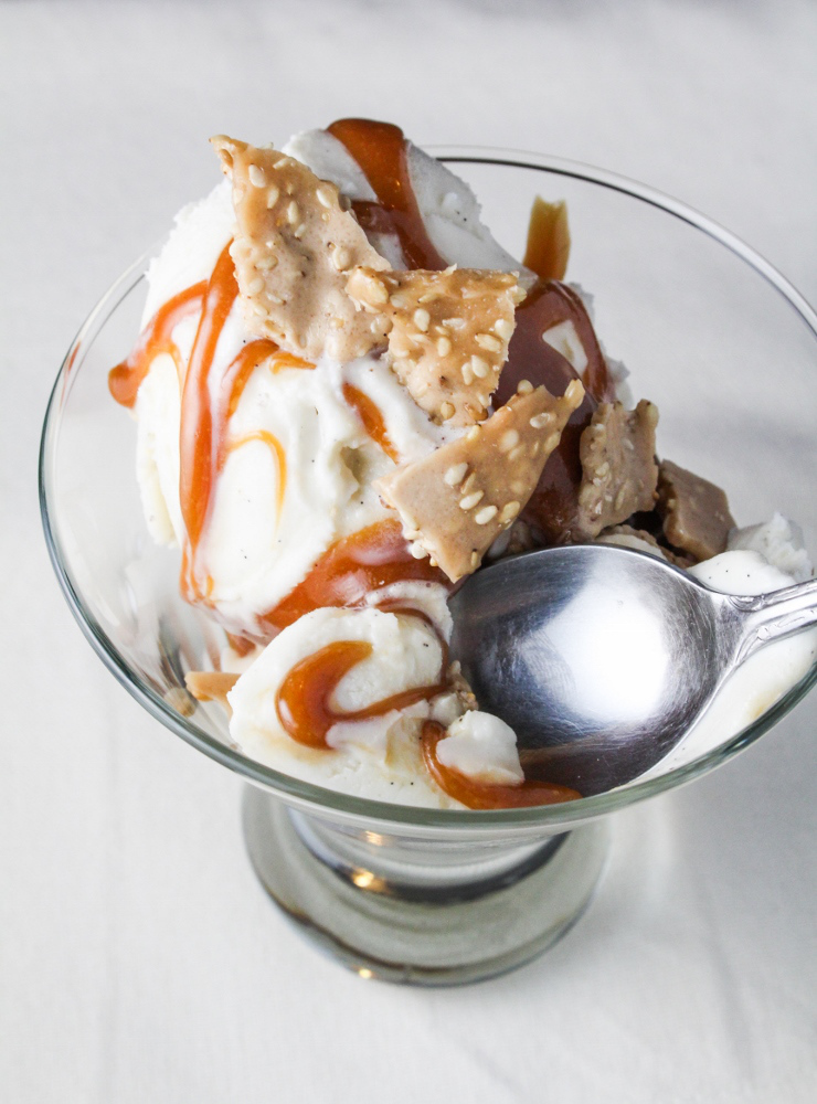 Tahini Caramel and Sesame Brittle Sundae Dining and Cooking