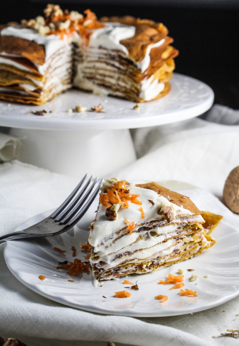 Carrot Cake Crepe Cake with Whipped Cream Cheese Frosting Dining and
