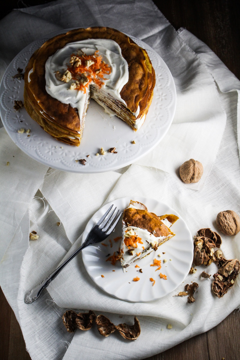 Carrot Cake Crepe Cake with Whipped Cream Cheese Frosting Dining and