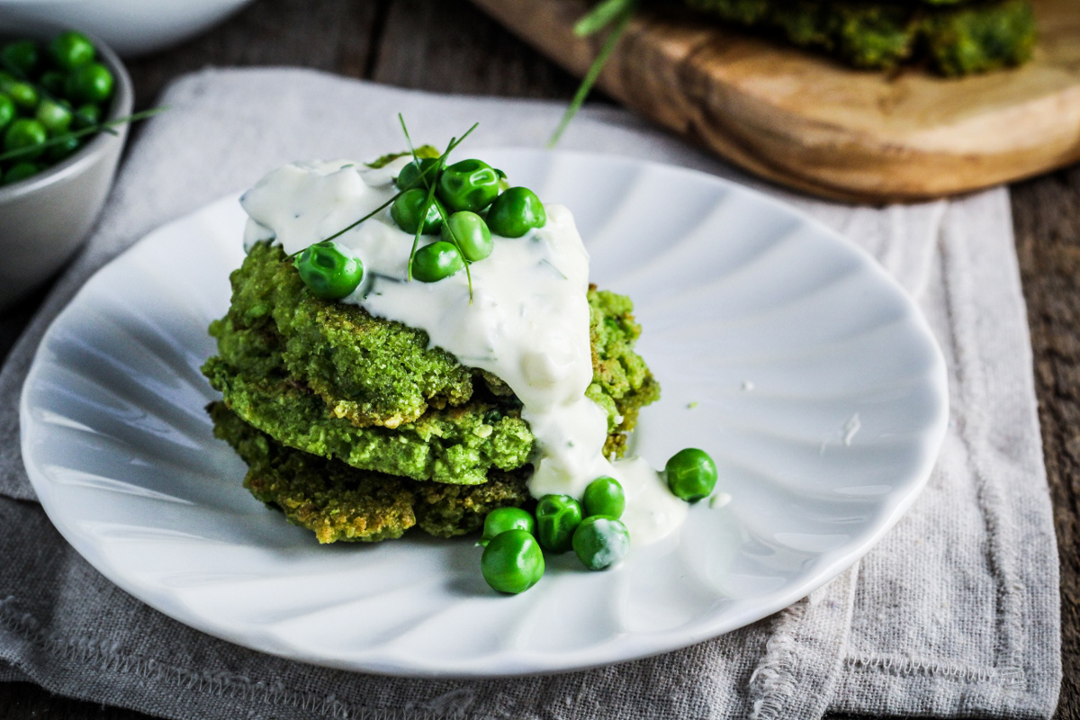 Green Pea Fritters with Herbed Creme Fraiche Dining and Cooking