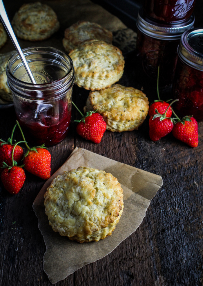 Ingredient of the Week: Strawberries // Black Pepper Buttermilk Biscuits with Strawberry Pinot Noir Jam