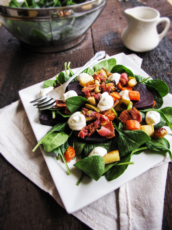 March Fitness Challenge // Roast Vegetable Salad with Goat Cheese Mousse