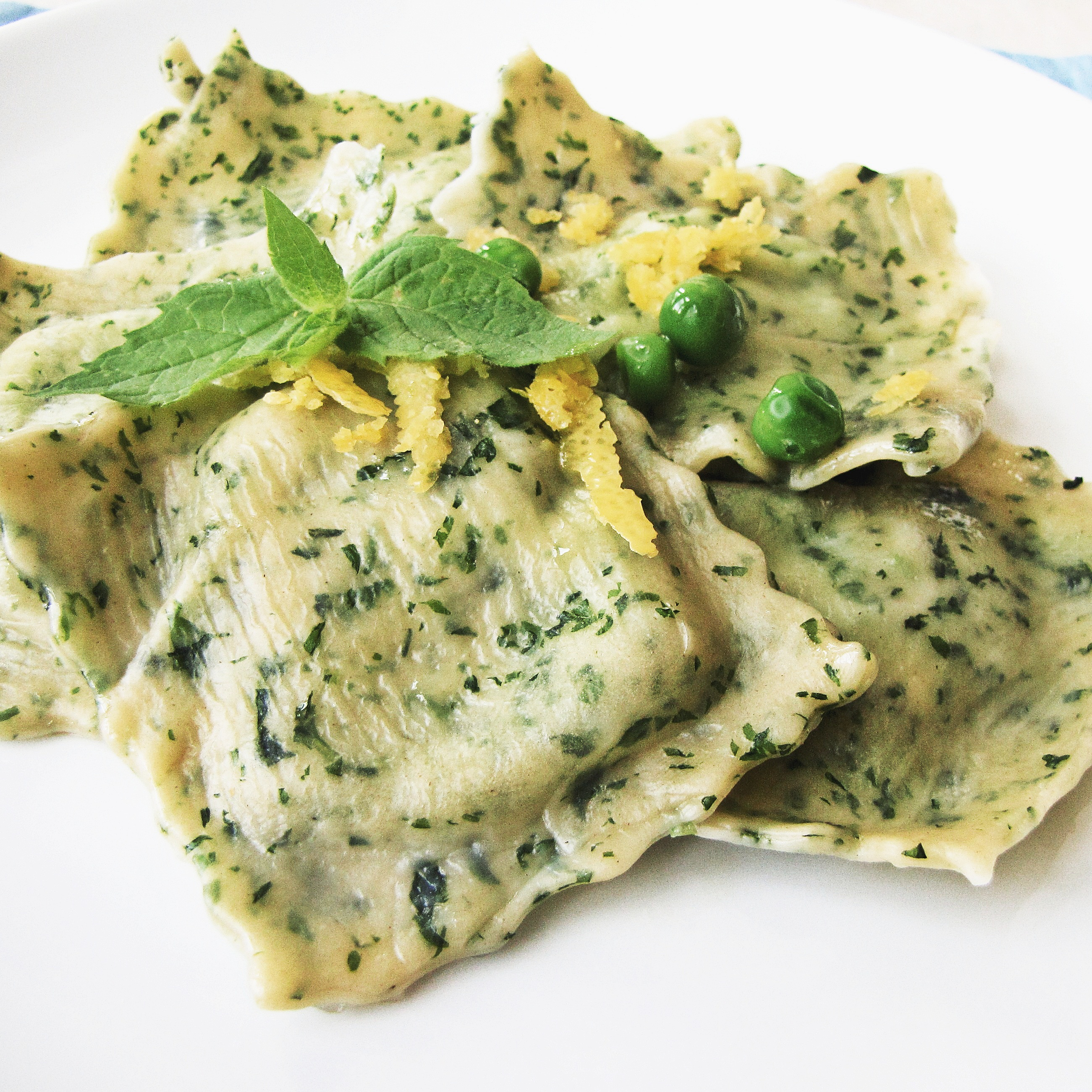 Mint Ravioli with Sweet Pea and Goat Cheese Filling Dining and Cooking