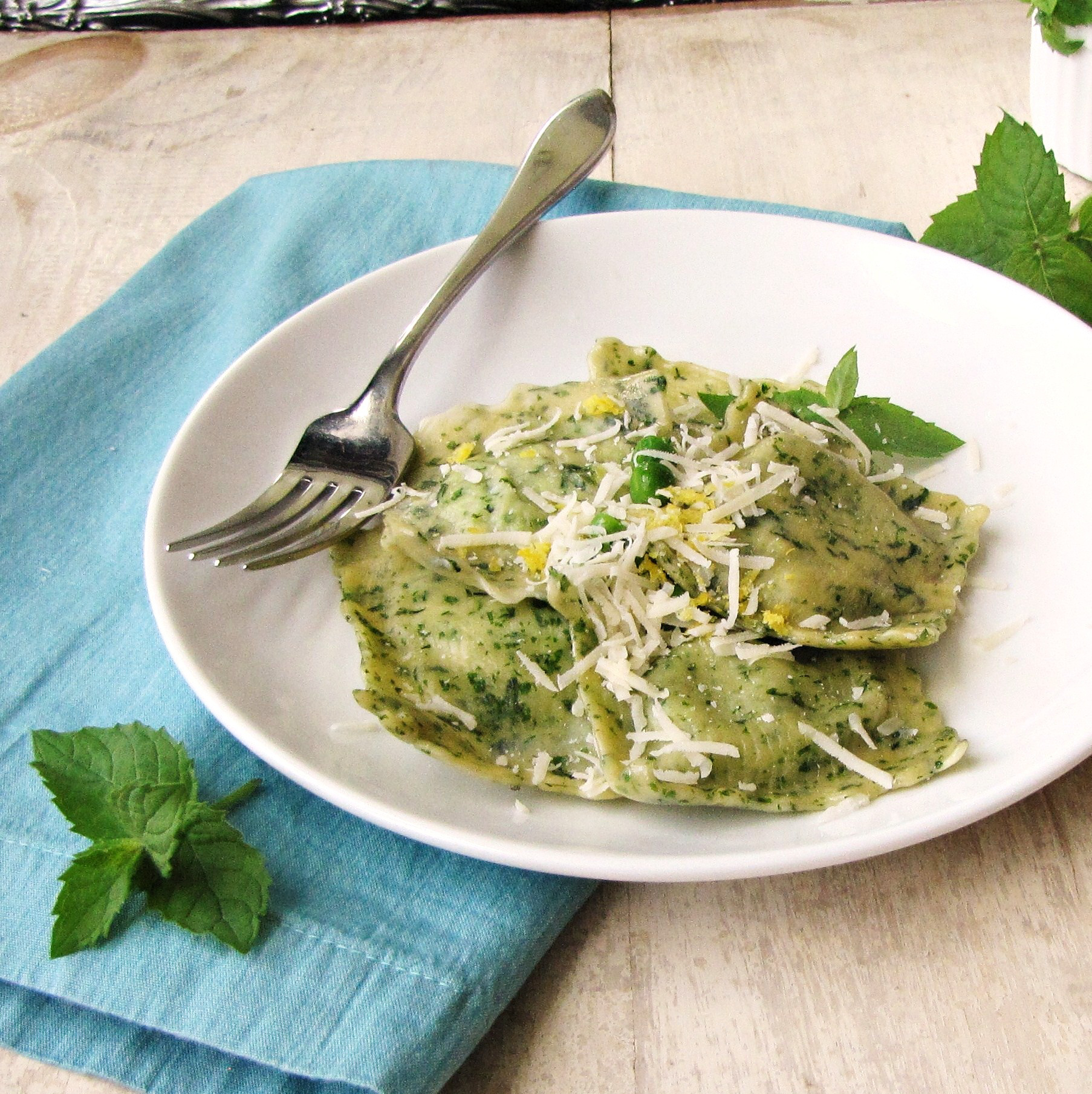 Mint Ravioli with Sweet Pea and Goat Cheese Filling Dining and Cooking