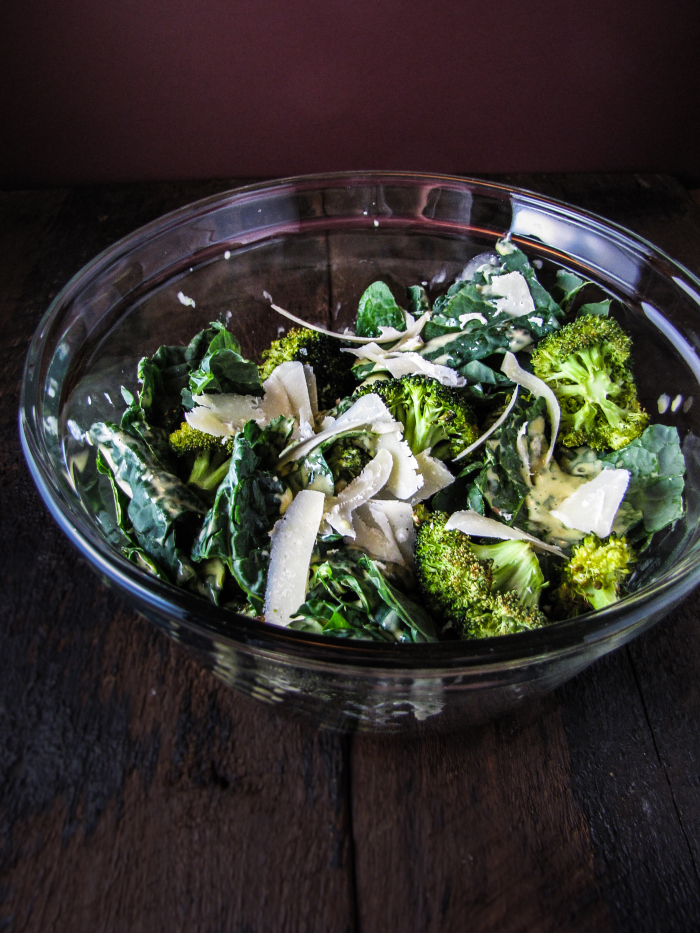Monday Morning Resolutions: Roasted Broccoli and Kale Caesar Salad