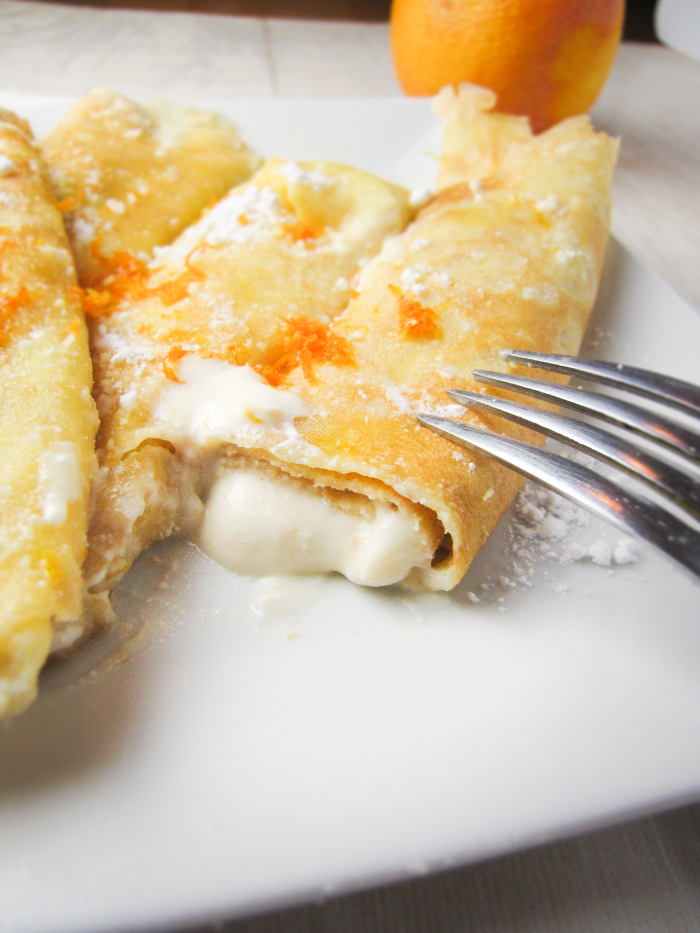 Ricotta and Goat Cheese Crespelle with OrangeCaramel Sauce Dining