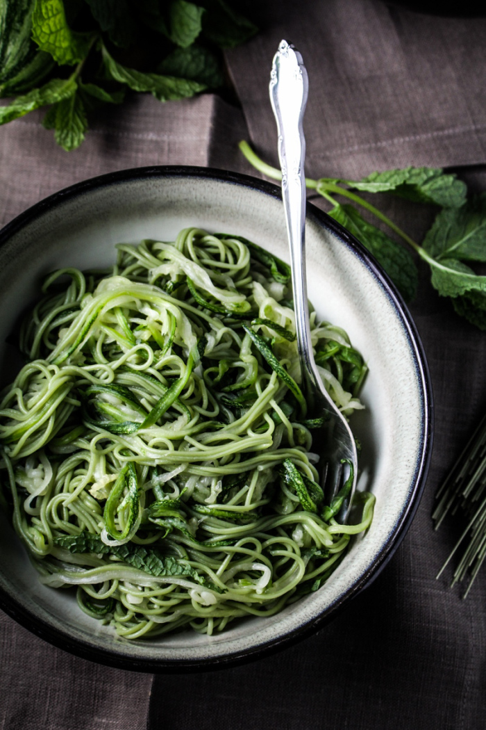 Monthly Fitness Goals: August // Green Tea and Zucchini Noodles with Honey-Ginger Sauce