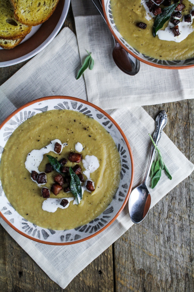 Monthly Fitness Goals: December // White Bean and Parsnip Soup with Guanciale and Fried Sage