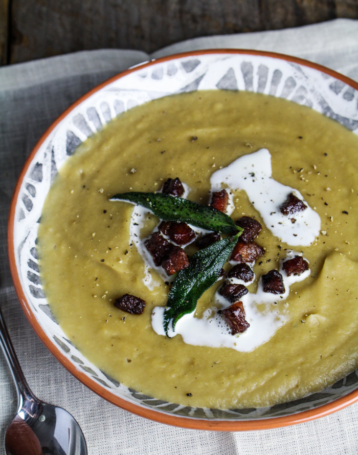 Monthly Fitness Goals: December // White Bean and Parsnip Soup with Guanciale and Fried Sage