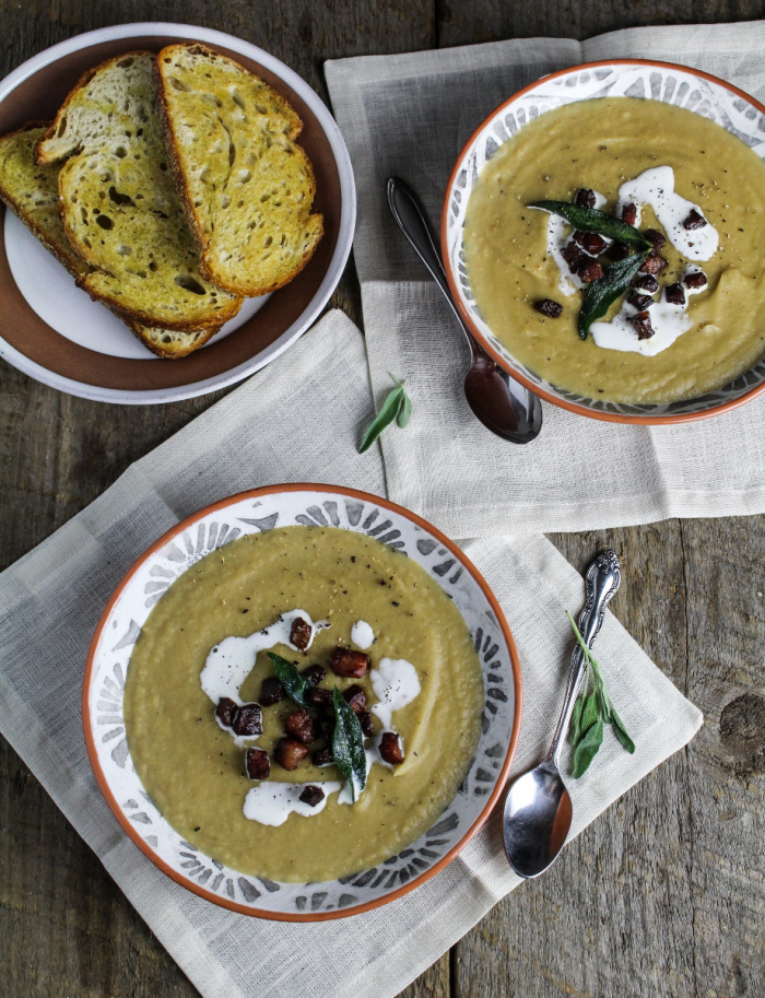 Monthly Fitness Goals: December // White Bean and Parsnip Soup with Guanciale and Fried Sage