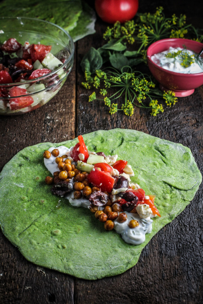 Monthly Fitness Goals: July // Homemade Spinach Wraps with Chopped Greek Salad