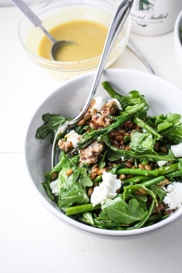 Monthly Fitness Goals: May // Warm Arugula Salad with Maple-Mustard Dressing