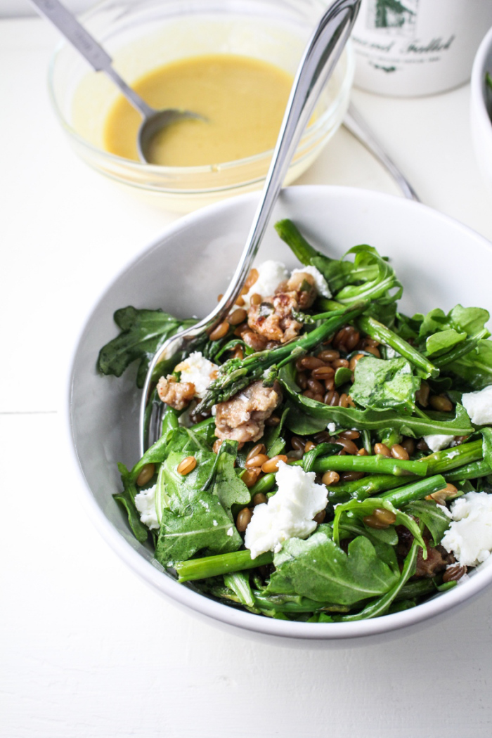 Monthly Fitness Goals: May // Warm Arugula Salad with Maple-Mustard Dressing