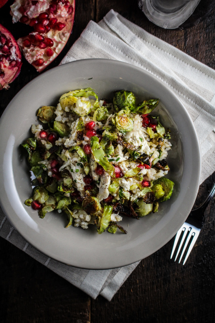 Monthly Fitness Goals: November // Crispy Brussels Sprout, Lemon Chicken, and Pomegranate Rice Bowl