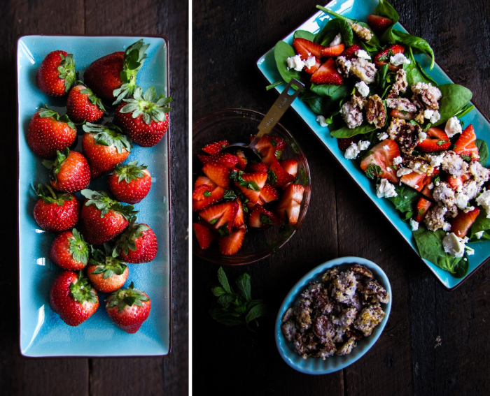 N.E.E.T. Magazine Feature // Strawberry-Balsamic Salad with Candied Pecans and Goat Cheese
