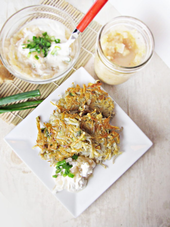 Potato-Scallion Latkes and Apple-Ginger Chutney