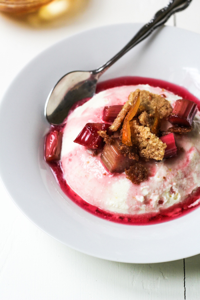 Ricotta Bavarese with Red-Wine Poached Rhubarb