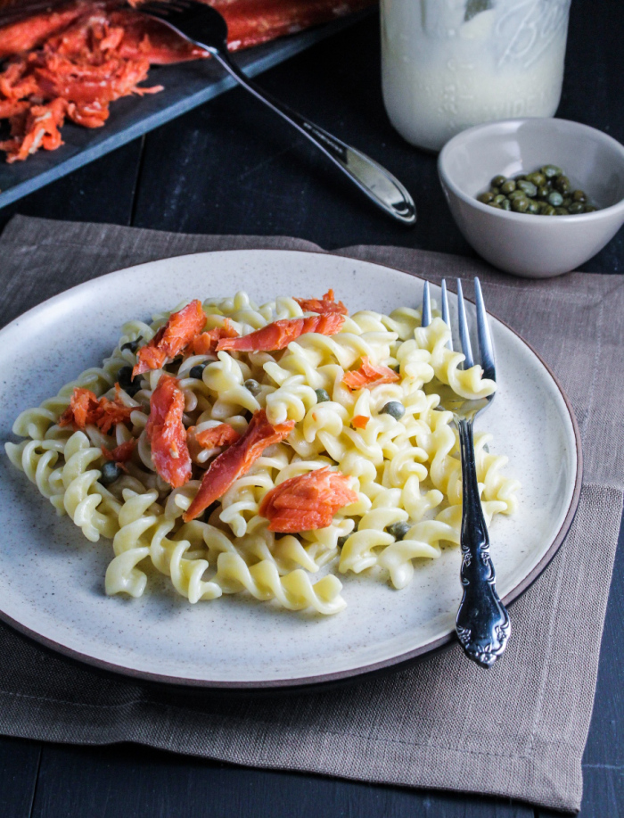 Smoked Salmon, Creme Fraiche, and Caper Rotini on Cup of Jo