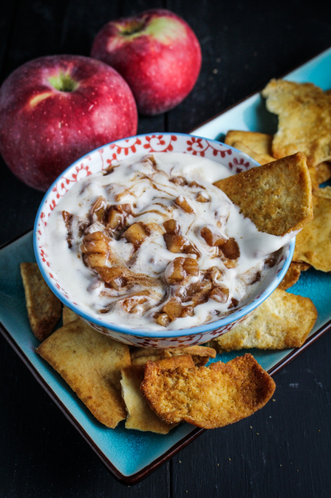 Stacy&#039;s Salted Caramel Pita Chips with Cinnamon-Apple and Whipped Greek Yogurt Dip