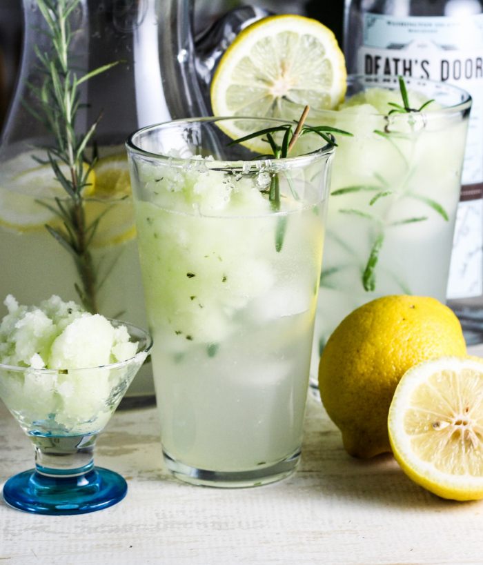 The Weekend! // Lemon-Rosemary Gin Fizz with Cucumber Sorbet