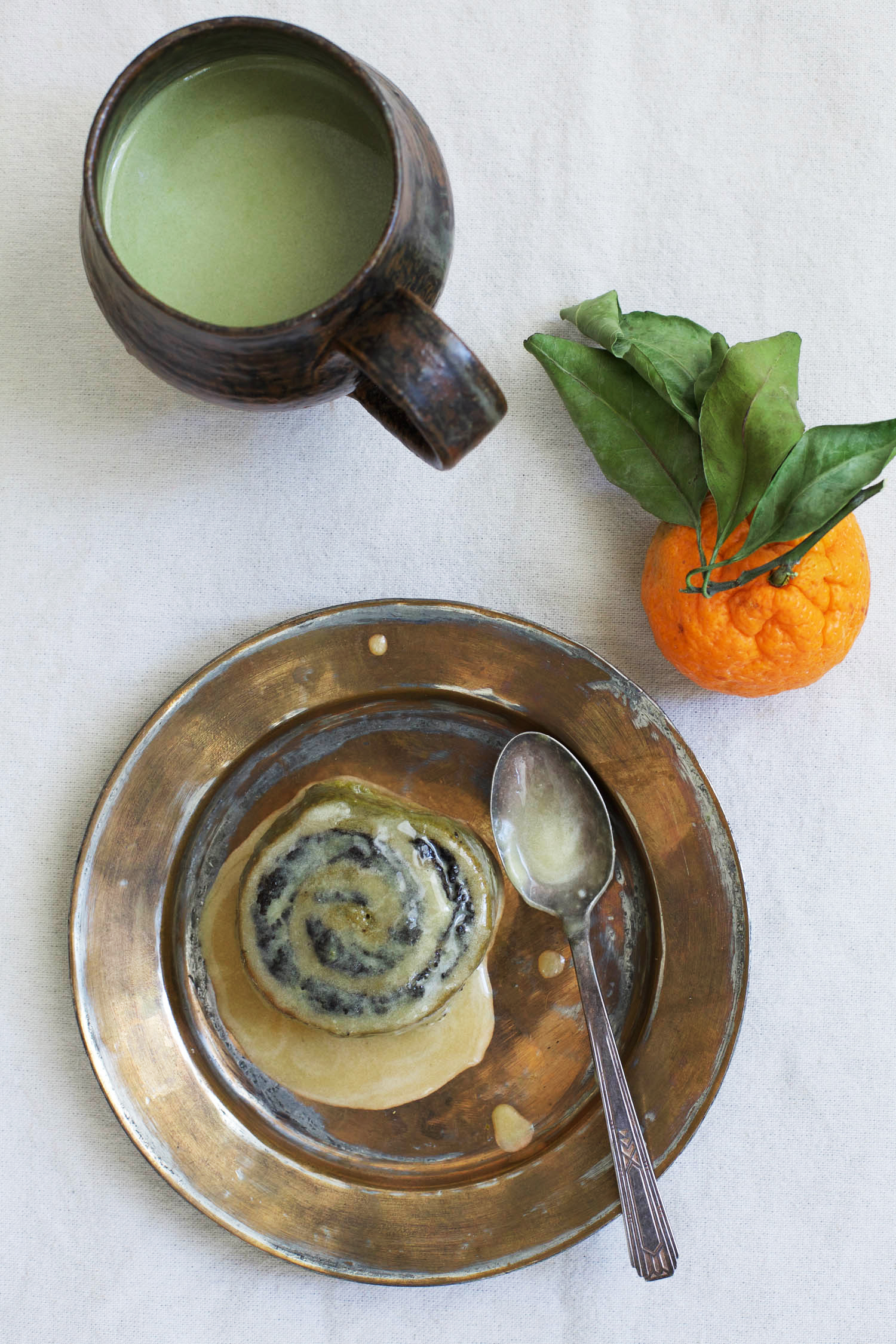 Black Sesame Matcha Rolls with Miso Lemon Glaze