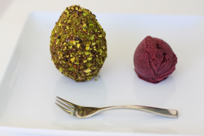 Chocolate Avocado Truffles and Concord Grape Sorbet