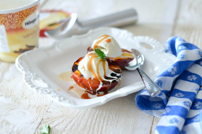 Grilled Summer Peaches with Butter Rum Sauce