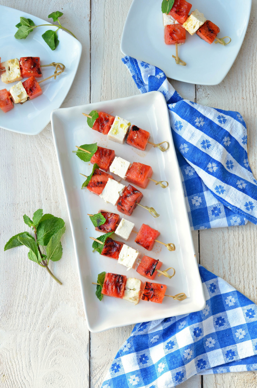 Grilled Watermelon and Feta Skewers
