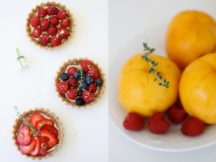 Raw Berry Tarts with a Peach and Herb Sorbet