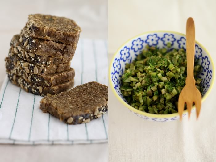 Raw Caramelized Onion Bread with a Green Olive Tapenade