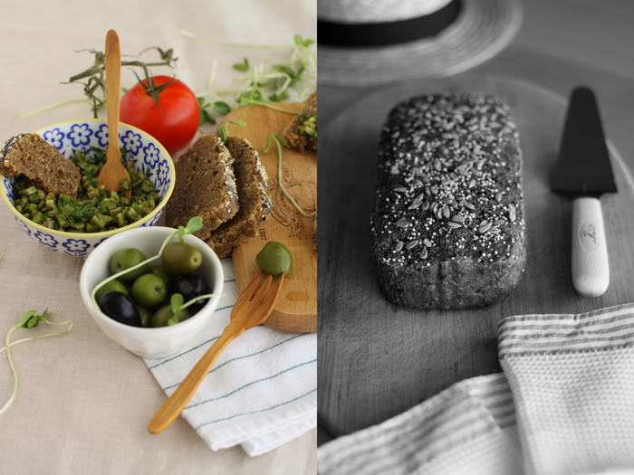 Raw Caramelized Onion Bread with a Green Olive Tapenade