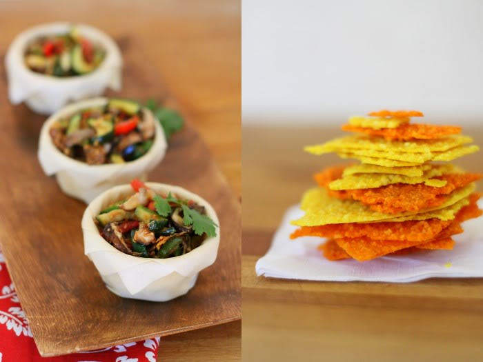 Raw Caramelized Vegetables in Crispy Coconut Cups