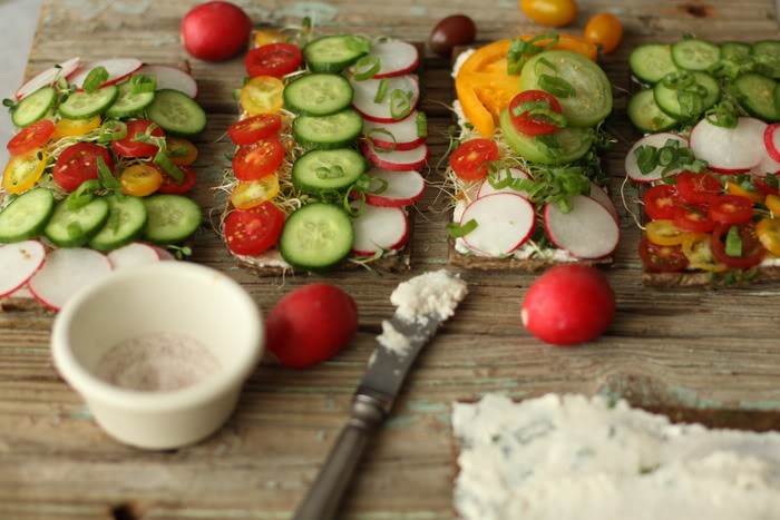 Raw Coriander Tartines with a Coconut-Cilantro Cream Cheese