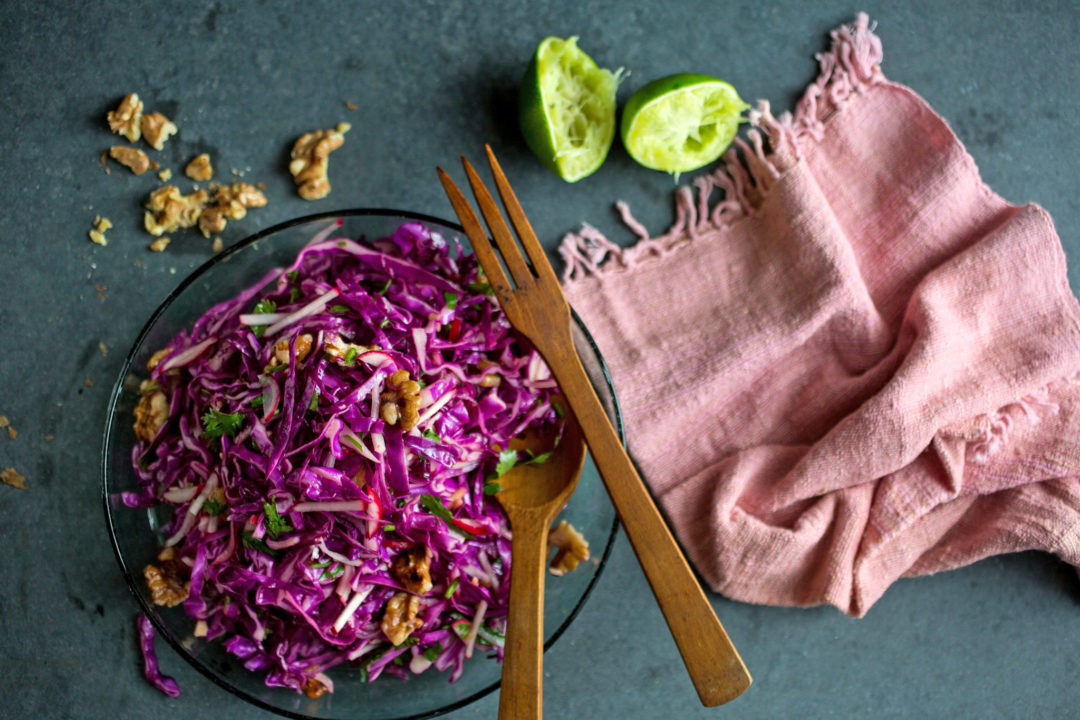 Asian Red Cabbage and Walnut Salad