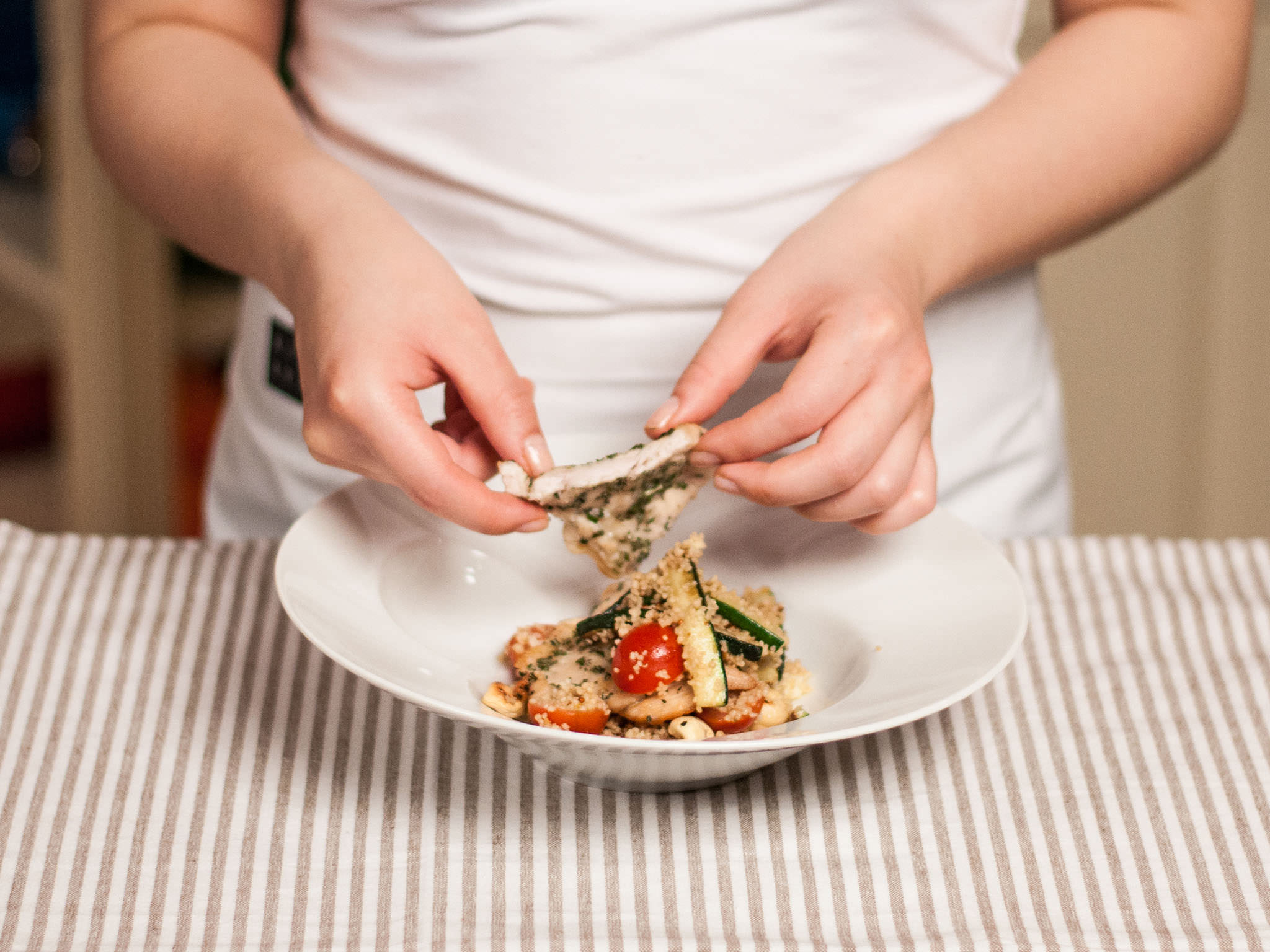 Chicken zucchini couscous salad