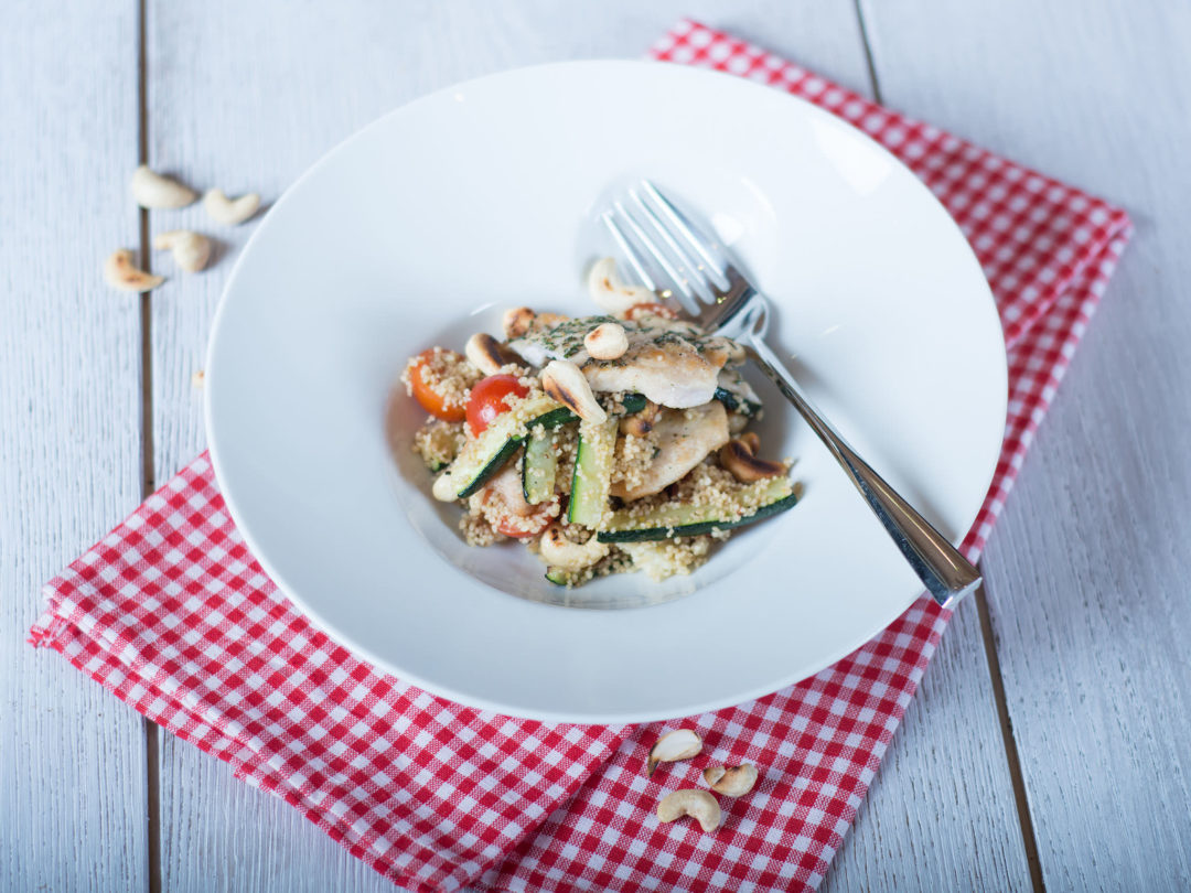 Chicken zucchini couscous salad