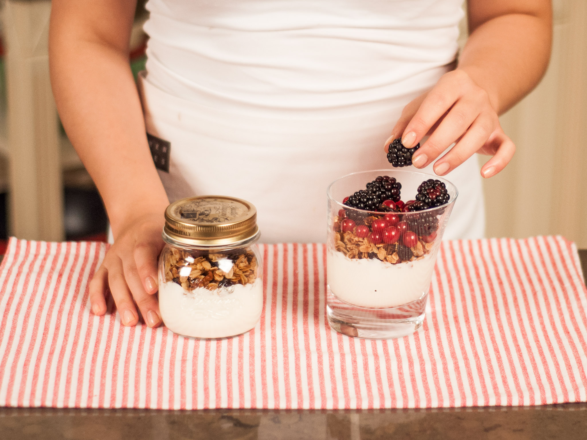 Homemade golden granola with yogurt