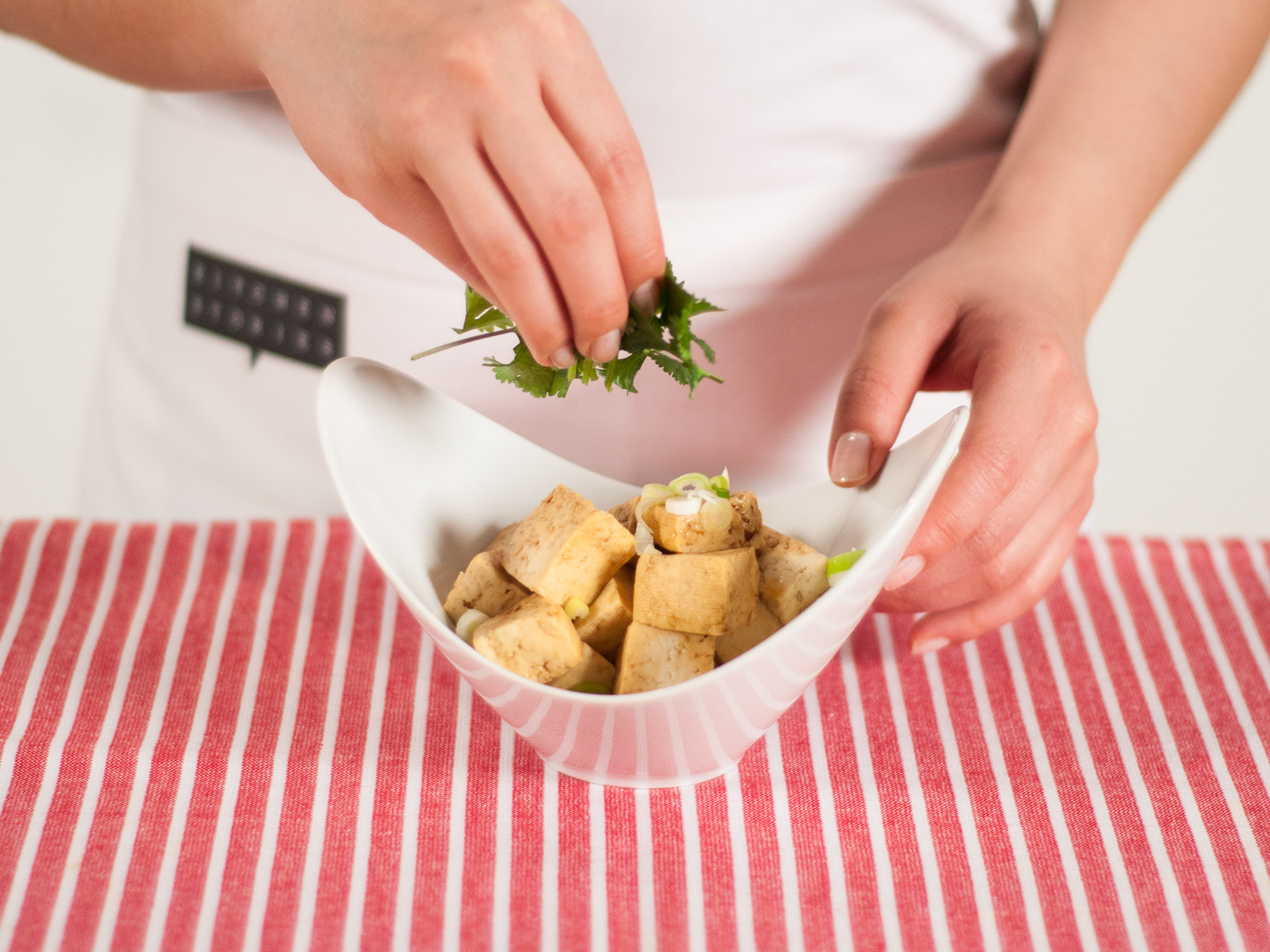 Pickled radish and warm tofu salad